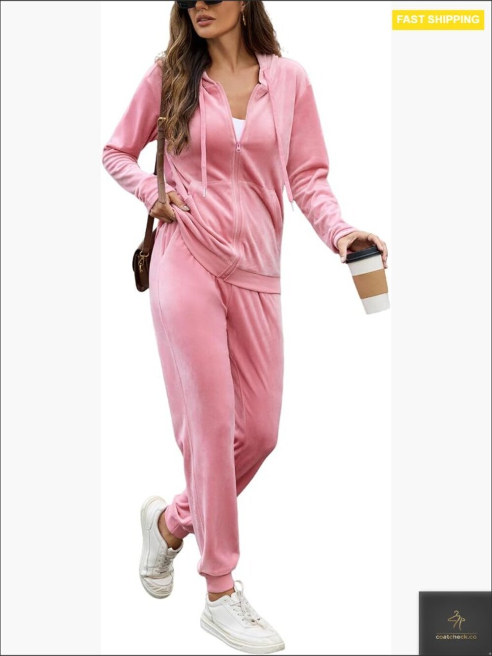 Velour Tracksuit Womens 2 Piece Velvet Full Zip Hoodie Jogger Lounge Set